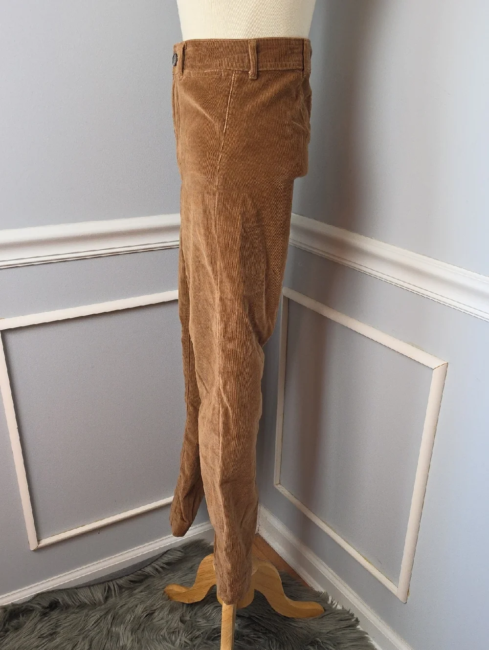 EVERLANE Toasted Coconut Flat Front Stretch Corduroy Straight Wide Leg Pants 2
